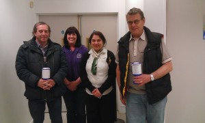 Headway clients Colin and Steve with Teresa and M&S Chief Fundraiser, Ms Sharma