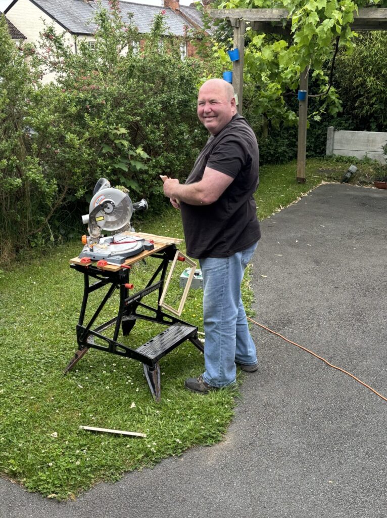 client careful cutting wood
