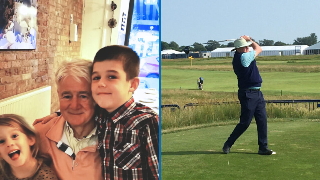 Len with grandchildren and playing golf
