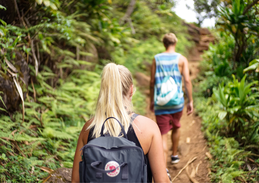 couple hiking in the nature