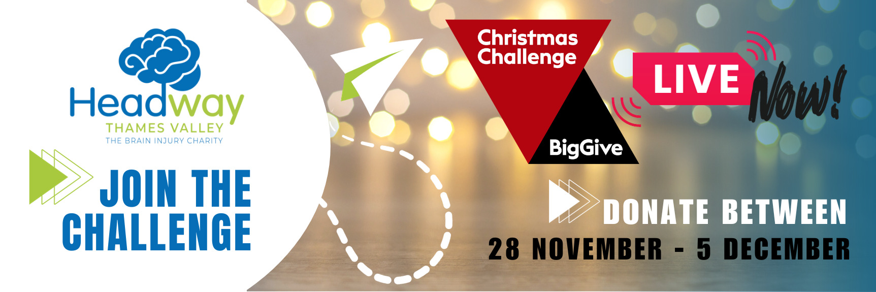 header banner with text "join the challenge. donate between 28 november - 5 december"
