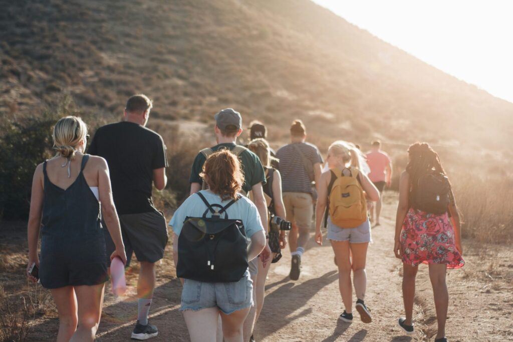 group of people hiking