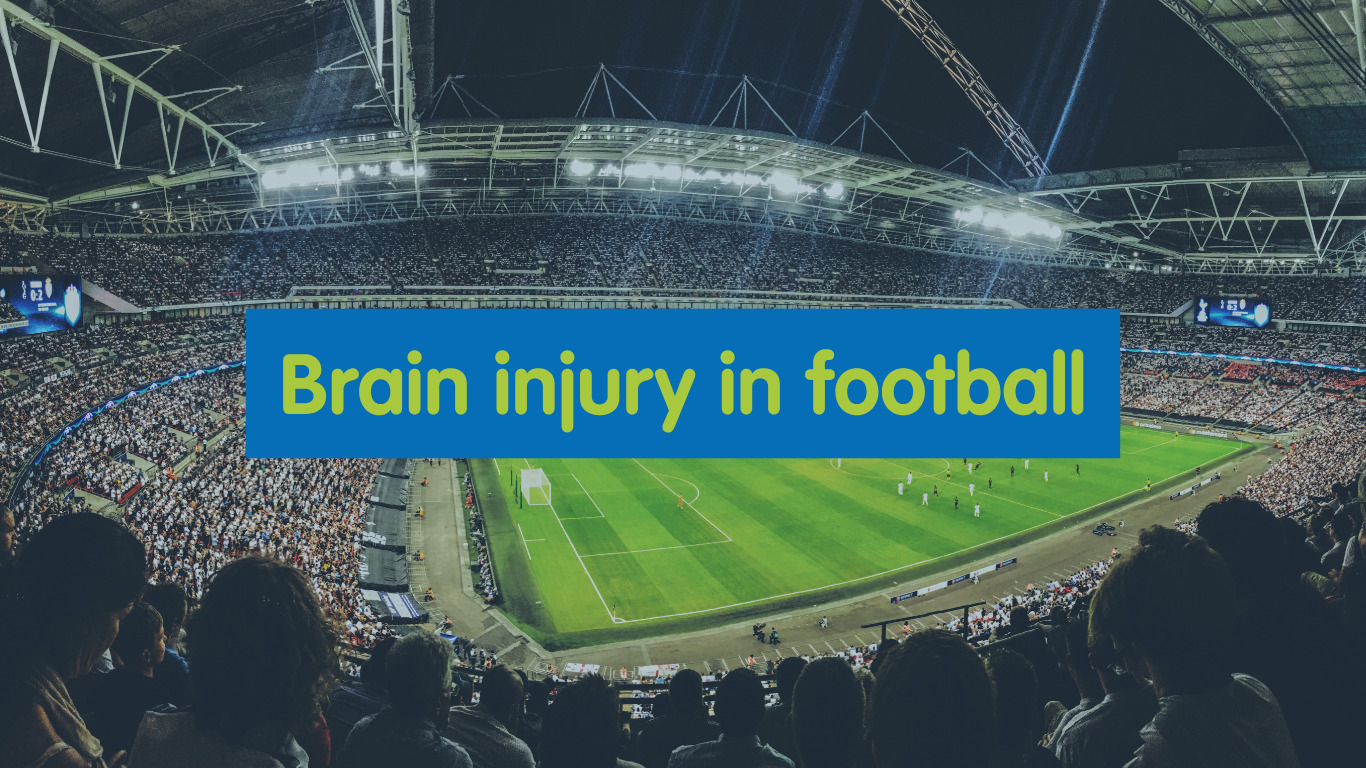 stadium from above with "brain injury in football" text